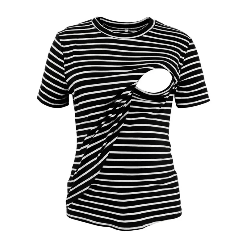 

Pregnant Women's Short Sleeve Tees Top Breast-Feeding Postpartum Mummy Breast-Feeding T-shirt