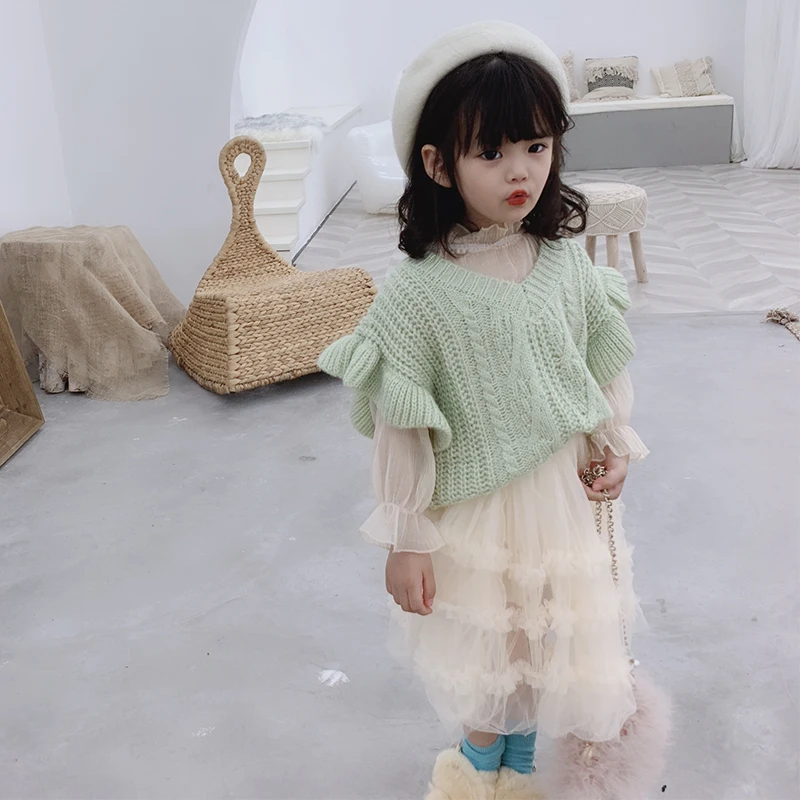 Осенняя Новинка 2019 года стильная детская одежда для девочек свитер жилет сезон