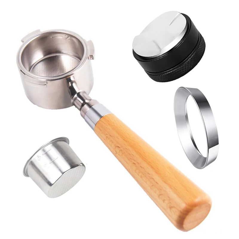 

Набор посуды для кофе, без дна, для эспрессо, 51 мм, корзина для Delonghi, Набор держателей для фильтров с деревянной ручкой