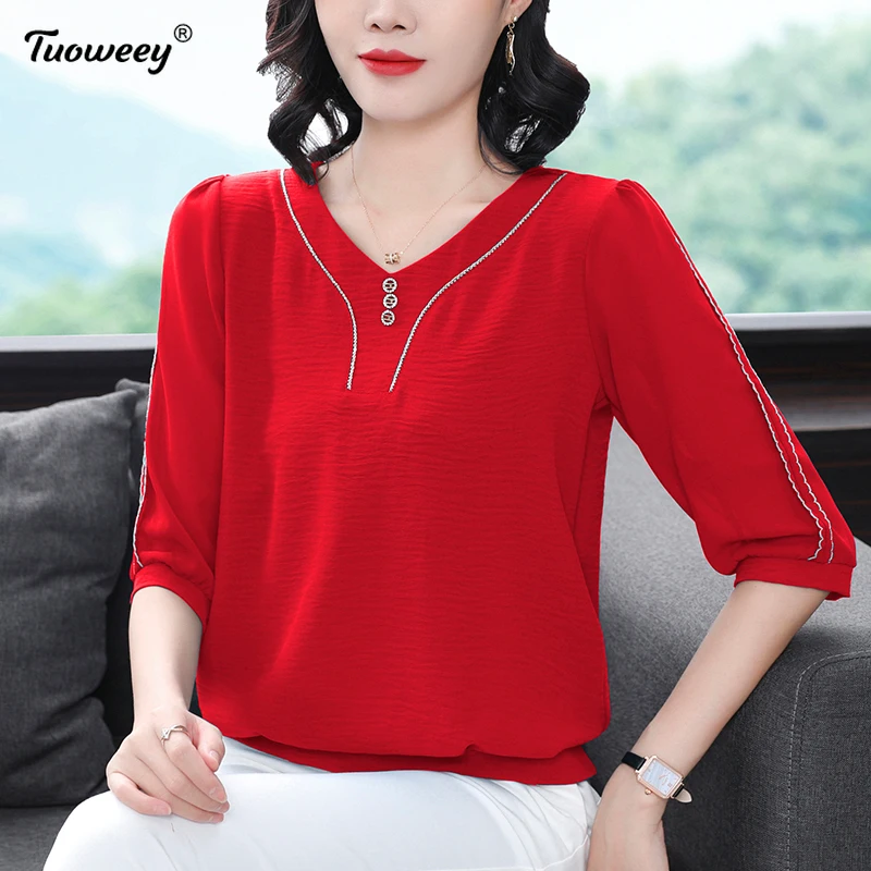 

Модные женские блузки 2021 летняя блузка с коротким рукавом OL Женские топы офисная Дамская рубашка белая шифоновая женская блузка рубашка ...