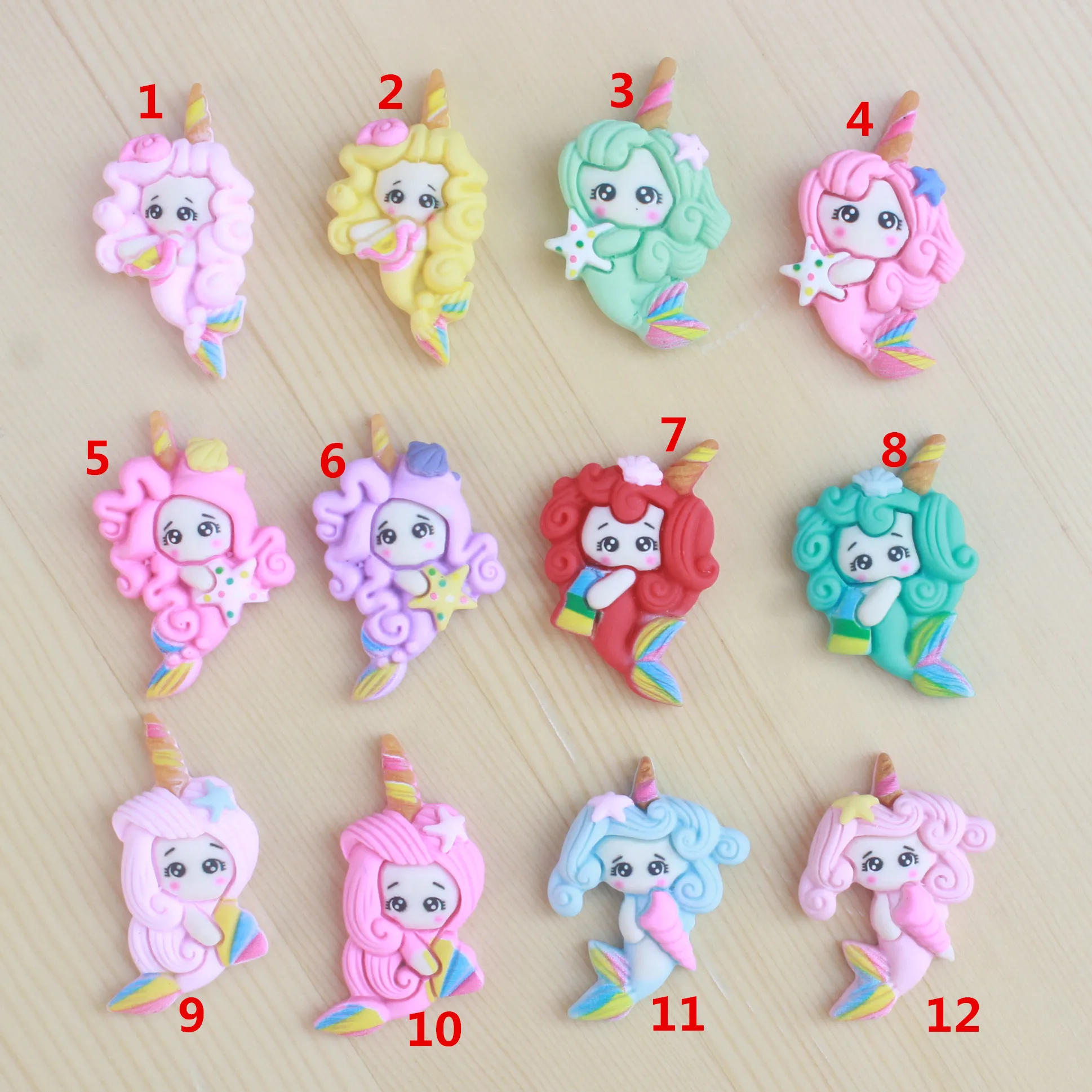 10 шт./лот kawaii с плоской задней стороной из смолы Русалка Принцесса красочные