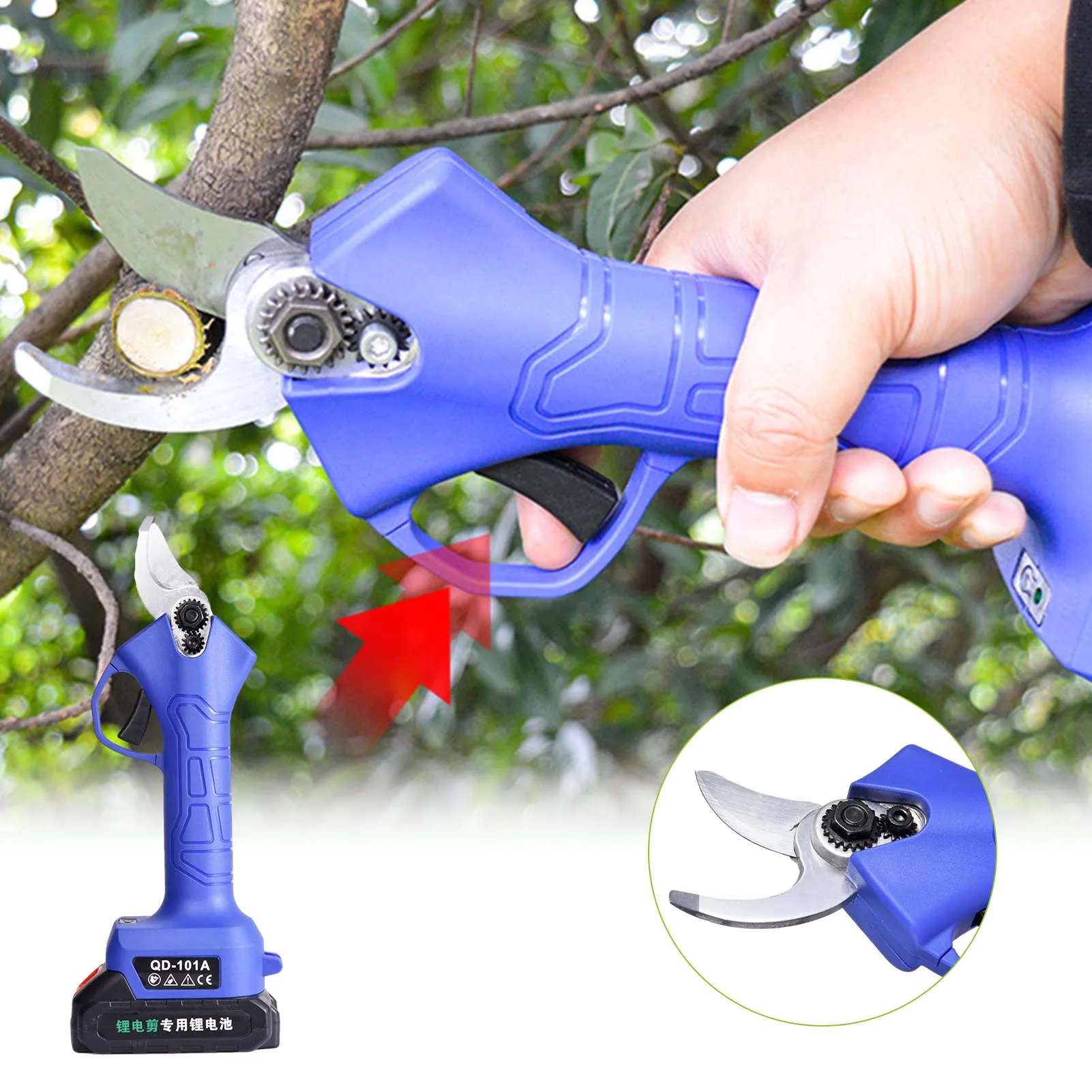Electric Pruning Shear Cordless Secateurs 2PCS Lithium Battery Pruner Fruit Tree Branch Trimmer Cutter Scissor Garden Power Tool