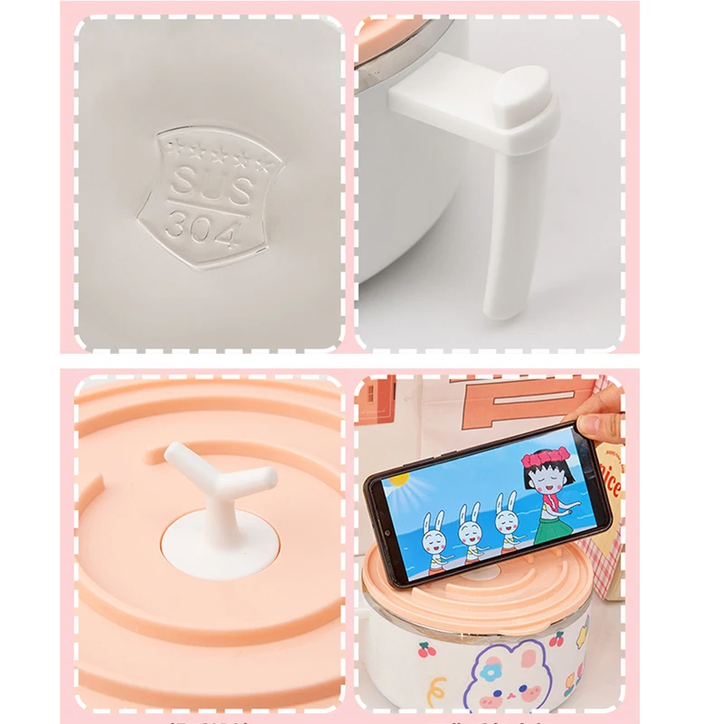 Милая миска для рамен с крышкой милая большая из нержавеющей стали мгновенных