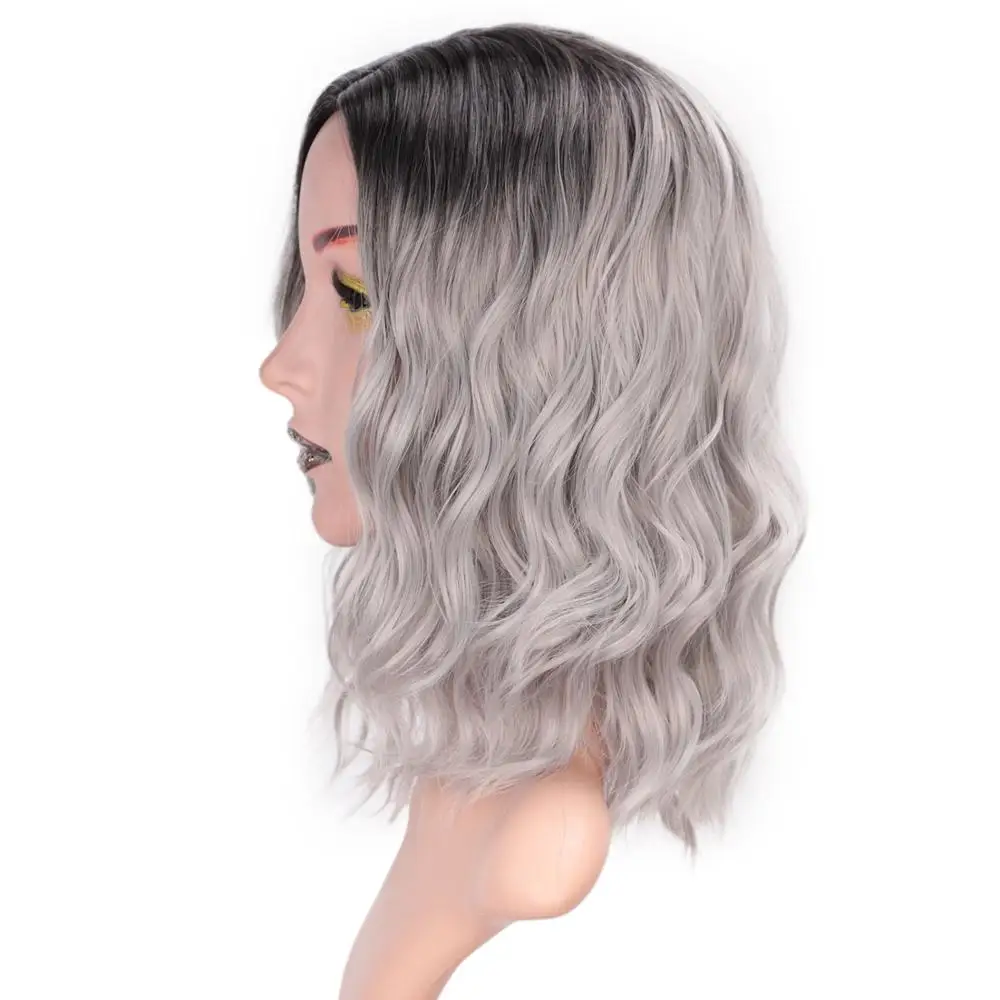 I's a wig 14 ''Ombre Фиолетовый синтетические парики для черных/белых женщин короткая волна воды розовый/Блонд/серый волос можно косплей боб парик - Цвет: R4-0906