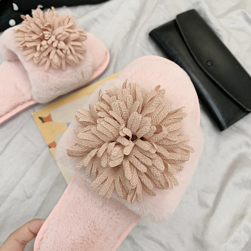 Домашние плюшевые женские шлепанцы однотонная нескользящая обувь для дома на