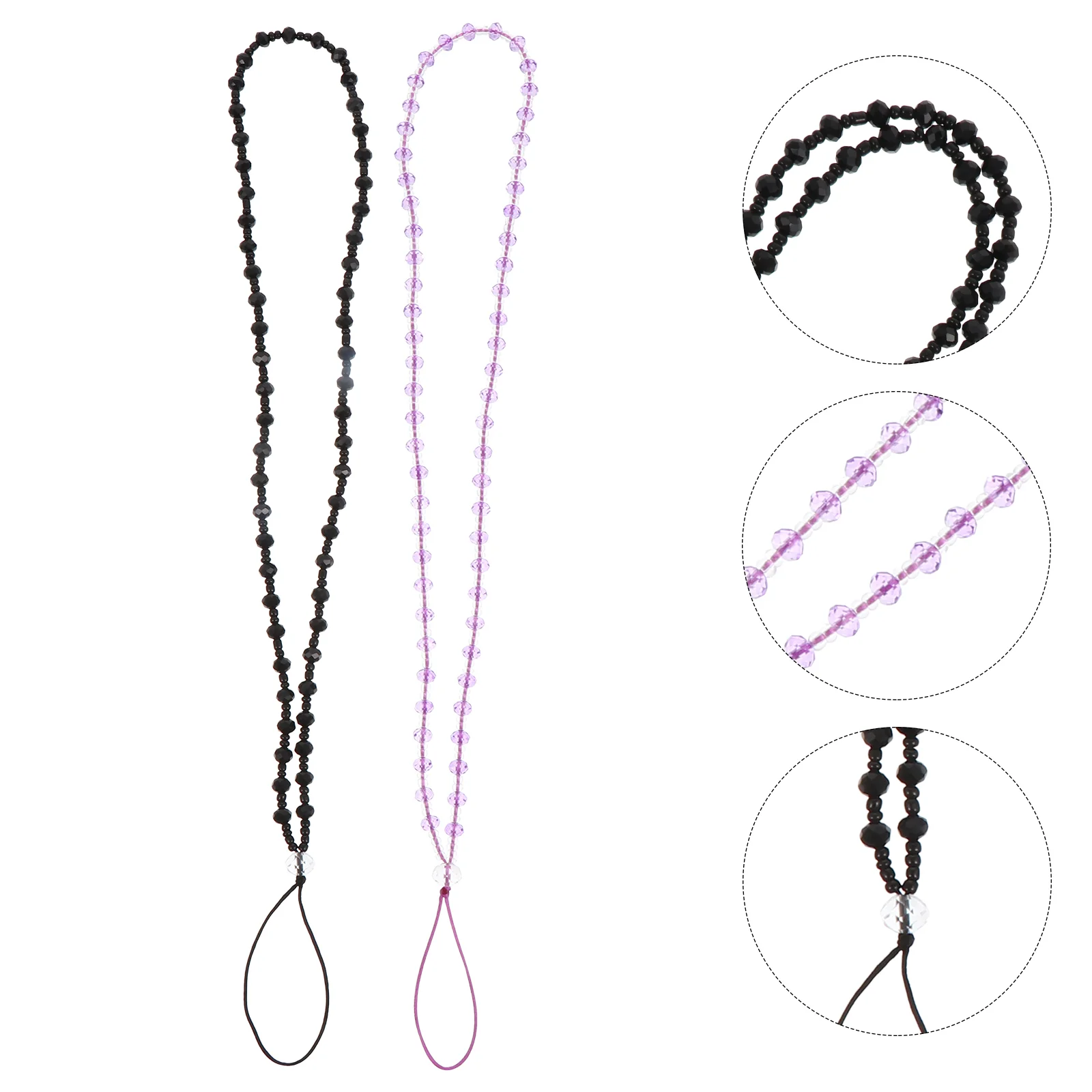 

2Pcs Mobile Phone Hanging Ropes Beaded Phone Lanyards Fashion Phone Chains