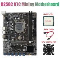 au42 b250c btc mining motherboard with g4560 cpufansata cable 12xpcie to usb3 0 graphics card slot lga1151 support ddr4 ram