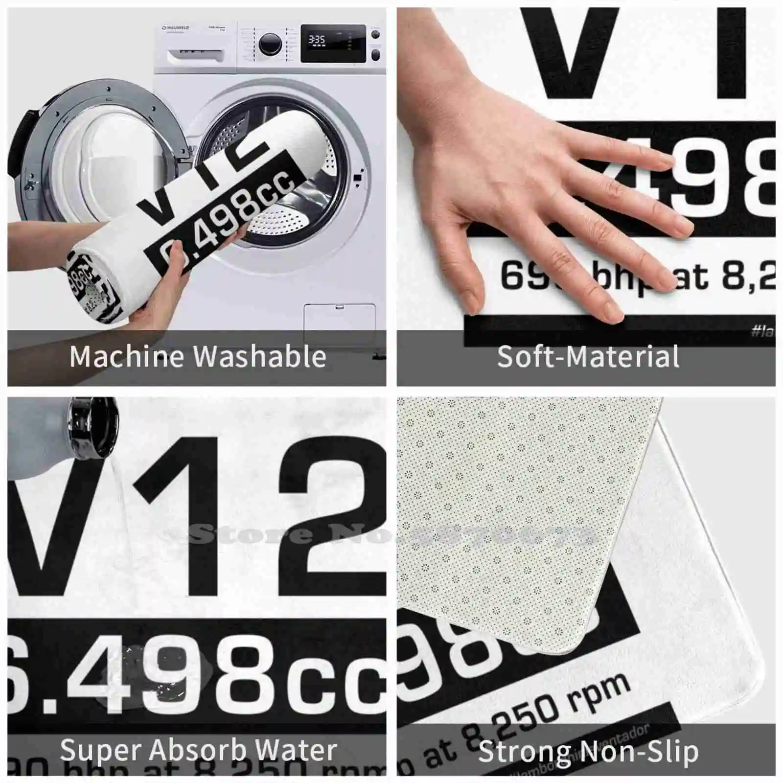 Удобный коврик для двери двигателя V12 Lambo ног автомобильный с логотипом V8 Ador -