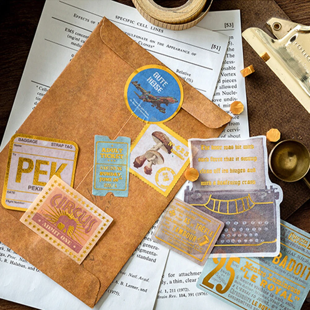 60 шт. винтажная бумажная наклейка с рисунком среднего возраста DIY скрапбук декоративные украшения дневник Канцелярские Стикеры для альбомов