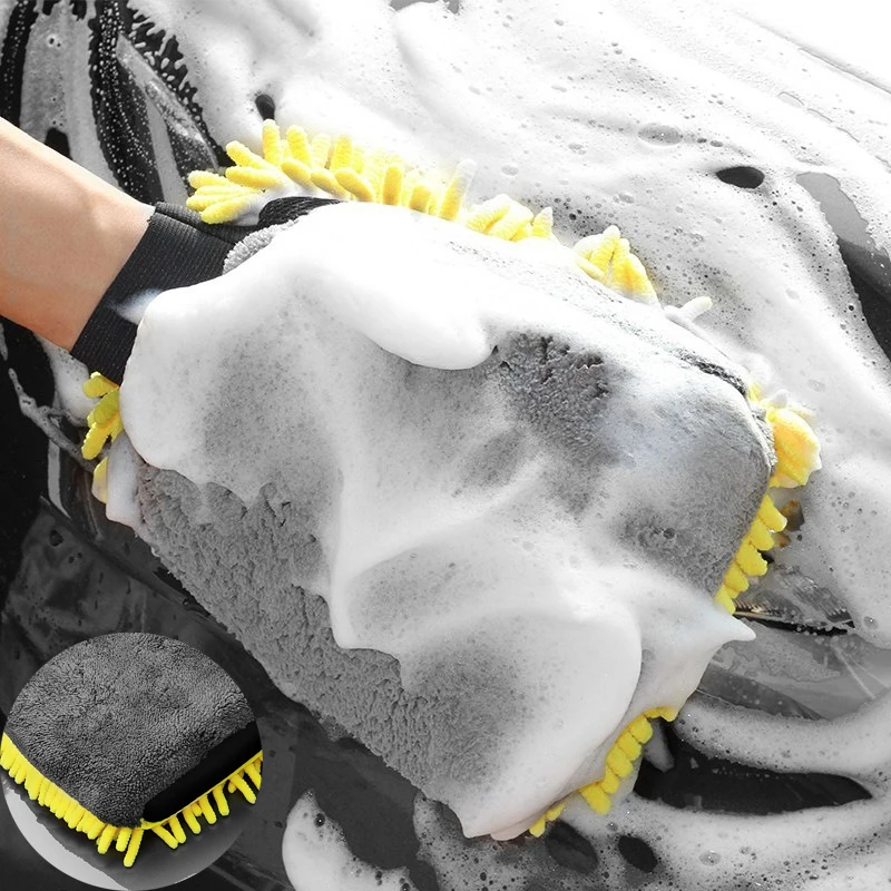 

Mitt Coral Car Wash Glove Soft Anti-Scratch for Thick Multifunctional Car Wash Cleaning Glove Wax Auto Detailing Accessories
