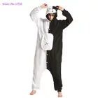 Взрослая Монокума кигуруми комбинезон аниме комбинезон в виде медведя Пижама черная белая искусственная женская мужская вечерние няя одежда Зимний комбинезон