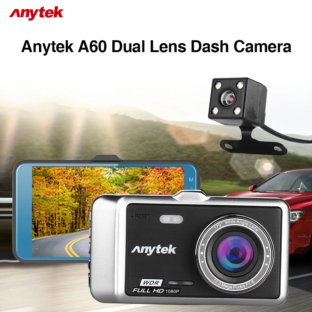 Автомобильная мини камера anyket A60 FHD 1080P 4 &quotДвойной объектив Видеорегистраторы