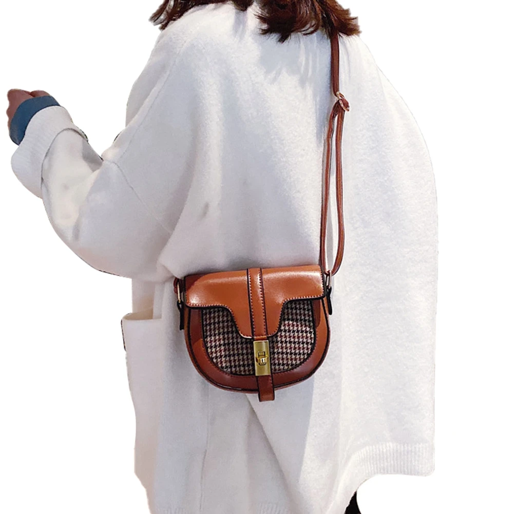 

Ladies Casual Style Leather Crossbody Bag Temperament Semicircular Shoulder Bag Women Adjustable Shoulder Strap Messenger Bag