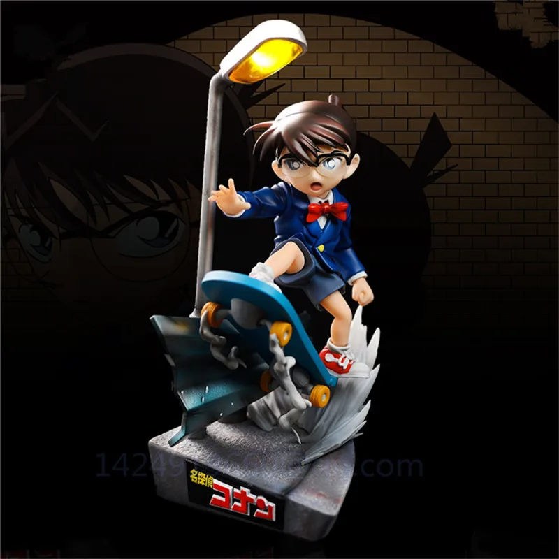 

Detective Conan GK Statue Anime Skateboard Edogawa Konan Detective Kudou Shinichi Resin Action Model Collectible Gift Toy R476