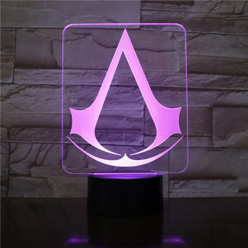 Assassins Creed, игровой дизайн, 3d светодиодный Ночной светильник, подарок для детей, декор для спальни, меняющий цвета, для кабинета, Ночной светильник, лампа, Прямая поставка
