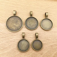 10pcslot zinc alloy 5 sizes antique bronze round blank base charms pendant for diy necklace bracelet jewelry making findings