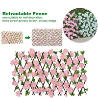 retractable fence expanding wooden fence hedge with artificial 6 kinds cherry flower leaves garden decoration trellis screen