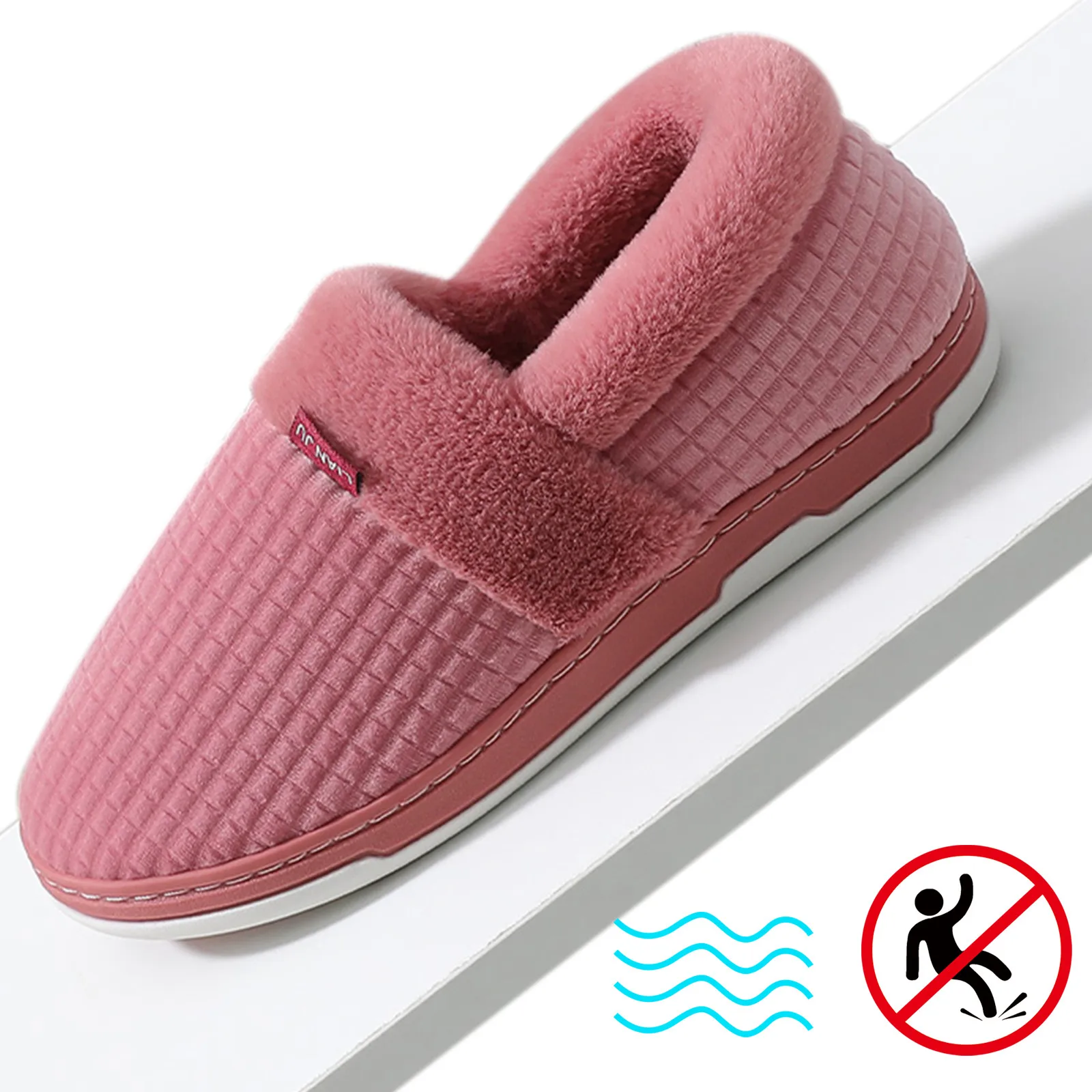 Домашние тапочки для мужчин зимние меховые короткие плюшевые мужские