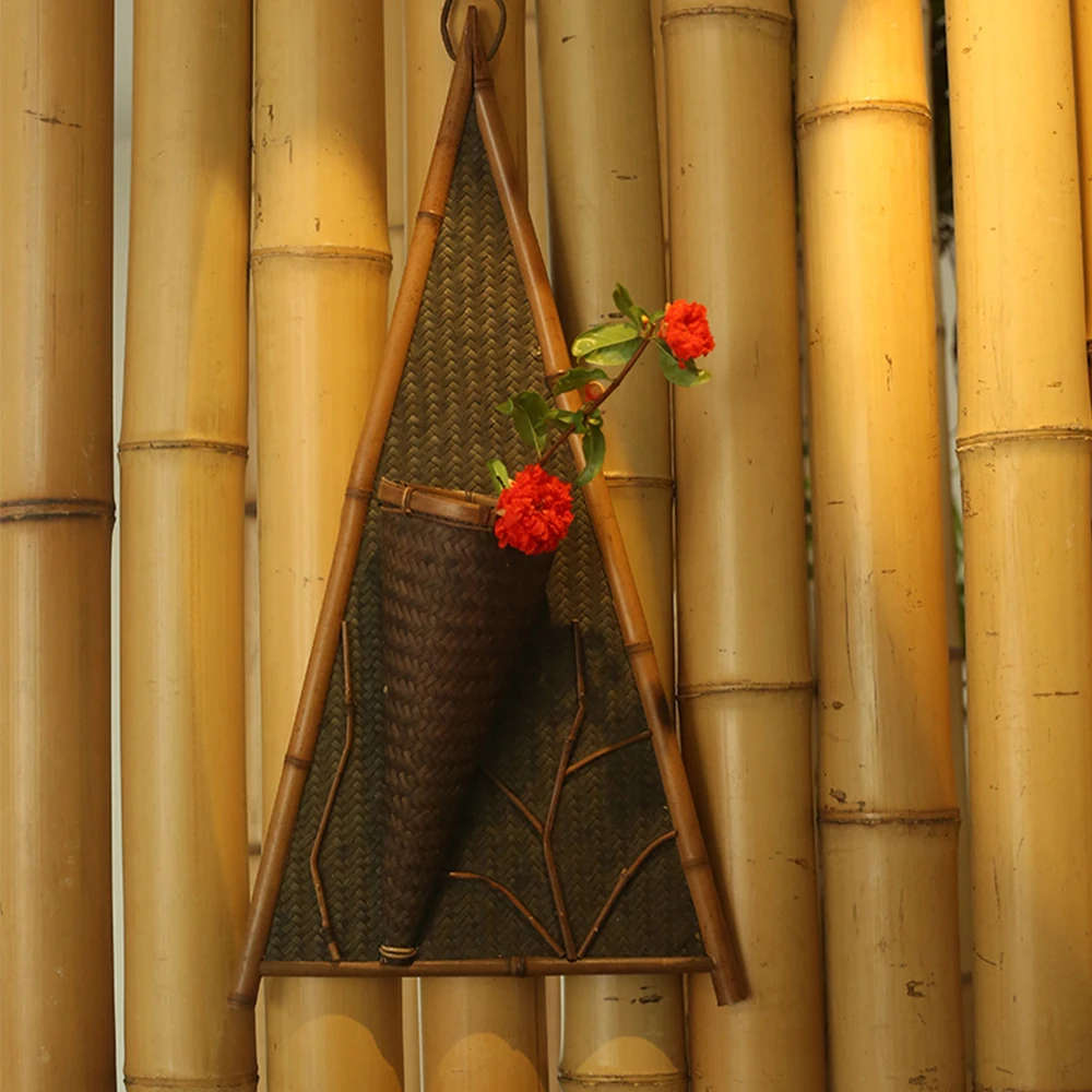 Традиционные японские Стиль висит натурального бамбука ваза для дома и сада