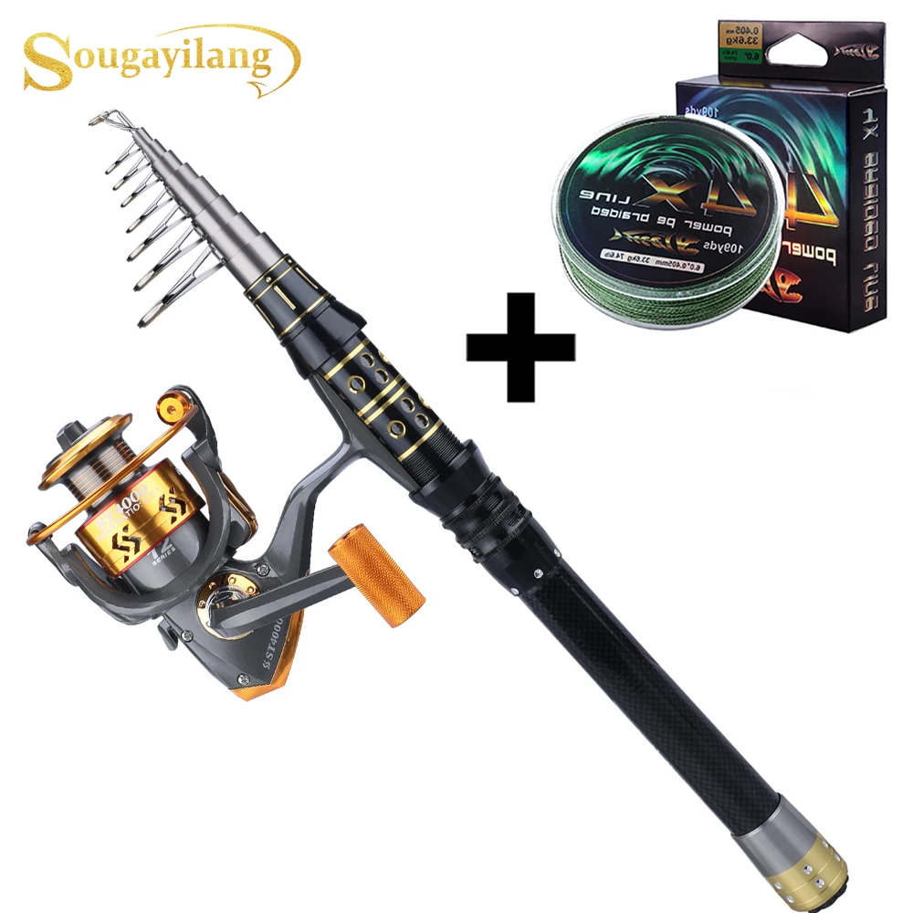 Sougayilang портативная Удочка 1 5 3 0 mFishing Rod и 12BB Рыболовная катушка телескопическая