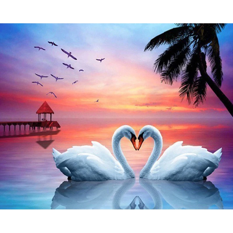 

DIY 5D Diamond Painting Full Round/Square Drill Swan Animal Diamond Embroidery Cross Stitch Kits Home Decor Wall Art Gift
