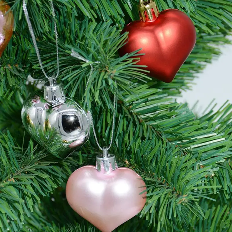 12 шт./упак. подвесные шары в форме сердца украшения для рождественской елки