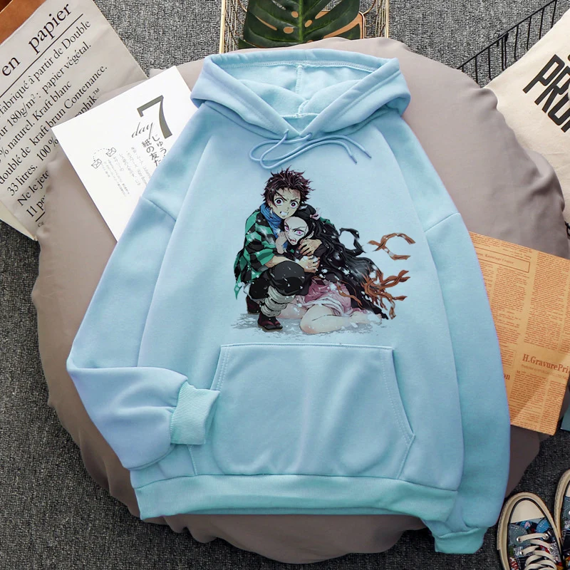 

Demon Slayer Anime Tanjiro And Nezuko Hoodie Sweatshirt Women Sweatshirt Girl Streetwear Sudadera Mujer Korean Kpop Street Style