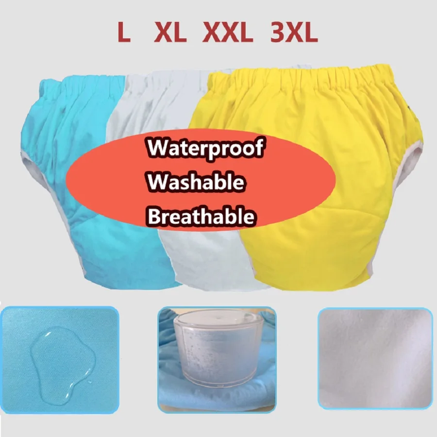 Elder's Incontinence Underwear Adult Cloth Diaper Cover Washable Waterproof Pants Leak Proof Briefs Men Women Oversized