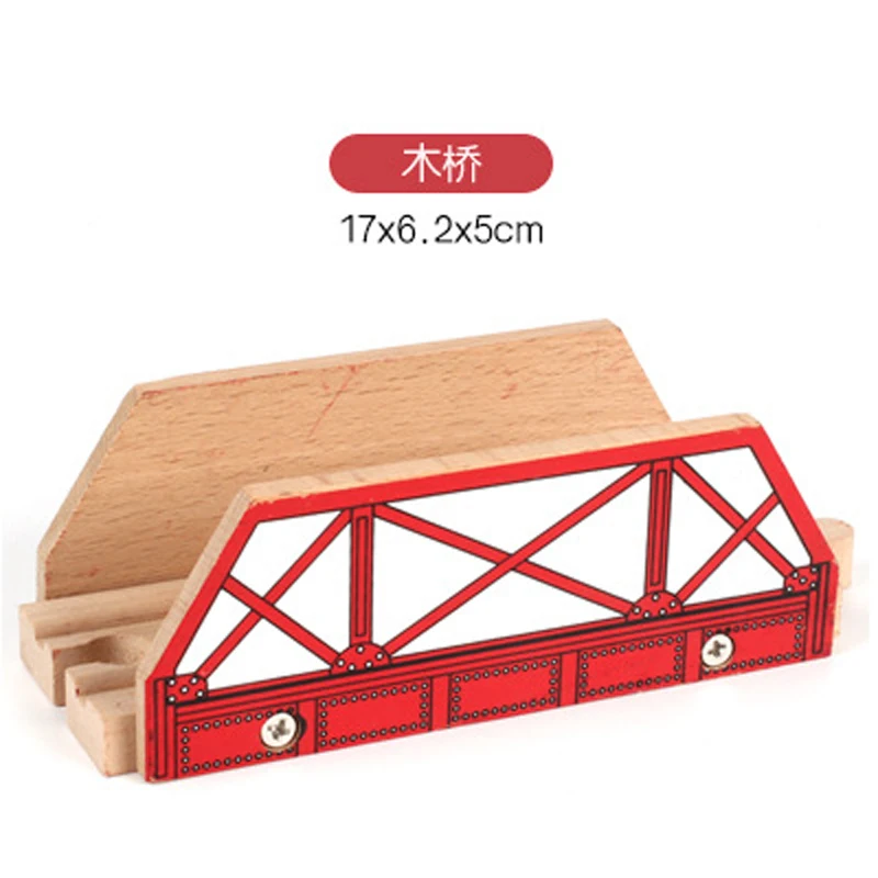 

Free shipping Wood Train Track Accessories Bridge Track Toys Compatible with Train Wooden Track Tracks Kids Train Scene Toy