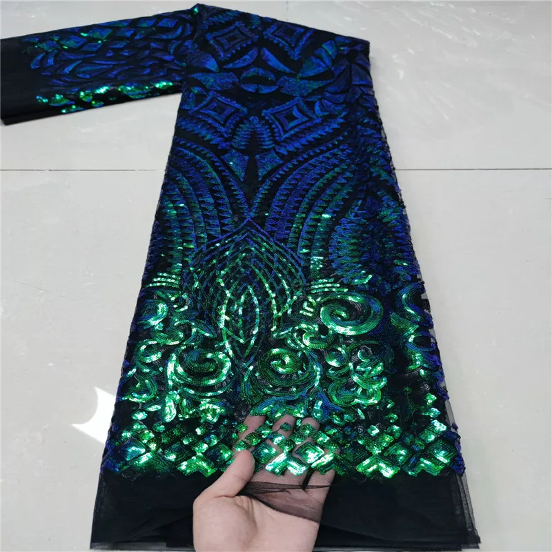 

High Quality Sequins Nigerian Lace French lace African Lace Fabric for Party Dress 5yards/lot Free Shipping