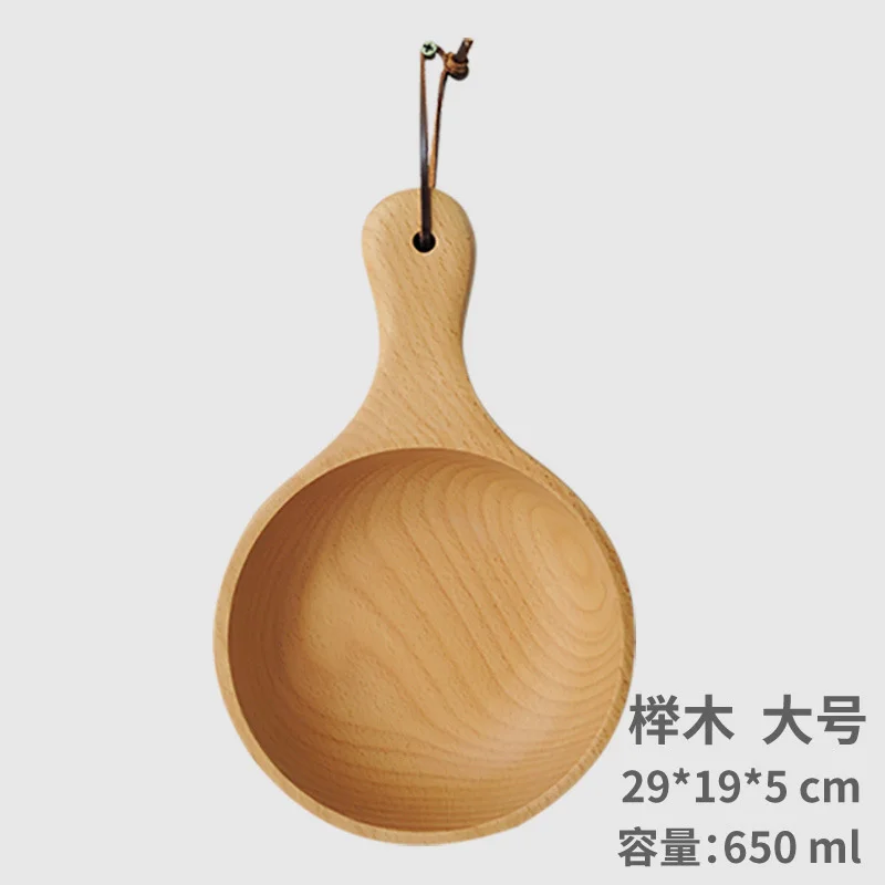 

1PCS Japanese Style Wooden Rice Bowl Noodle Ladle Long Handle Soup Salad Fruit Decoration Bowl Home Accessory Kitchen Art Tools