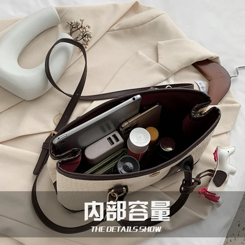 

High Quality Alligator PU Leather Handbags Women Shoulder Crossbody Bags 2021 New Vintage Ladies Casual Totes Female Purses