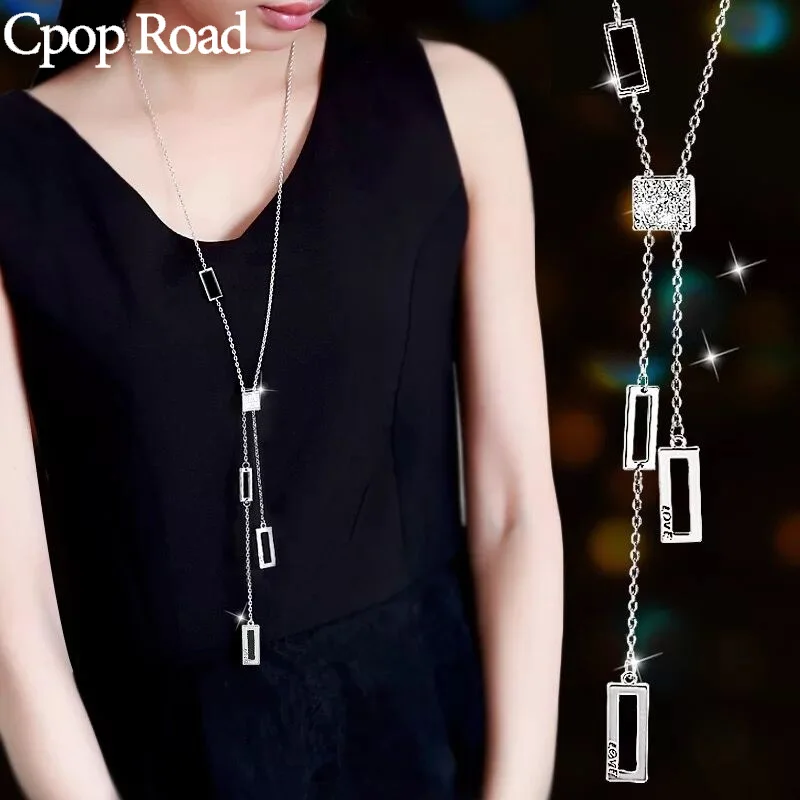 Cpop Модное Длинное Ожерелье Стразы из сплава с цирконом креативная личность