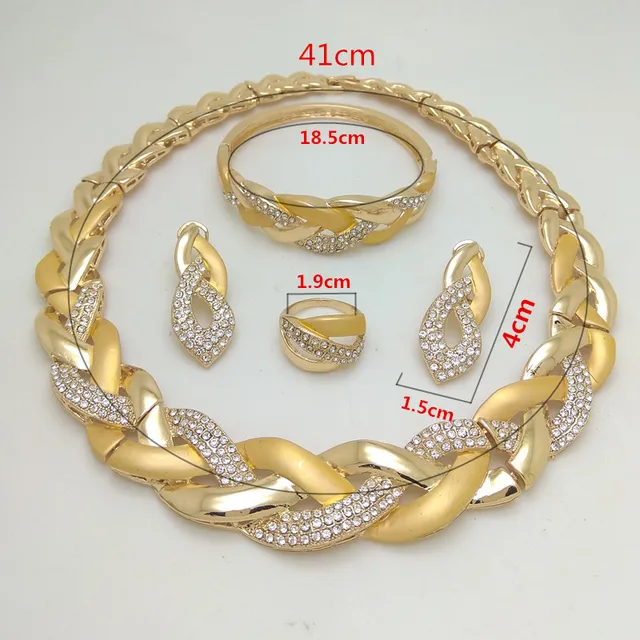 Kingdom Ma India Necklace Earring Ring Bracelet Sets For Women Gift African Bridal Wedding Gifts Jewelry Sets Gold Color Big Set 2