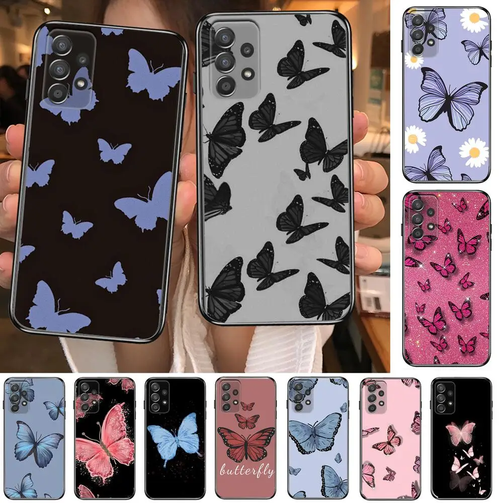 

Beautiful Butterfly Pattern Phone Case Hull For Samsung Galaxy A70 A50 A51 A71 A52 A40 A30 A31 A90 A20E 5G a20s Black Shell Art