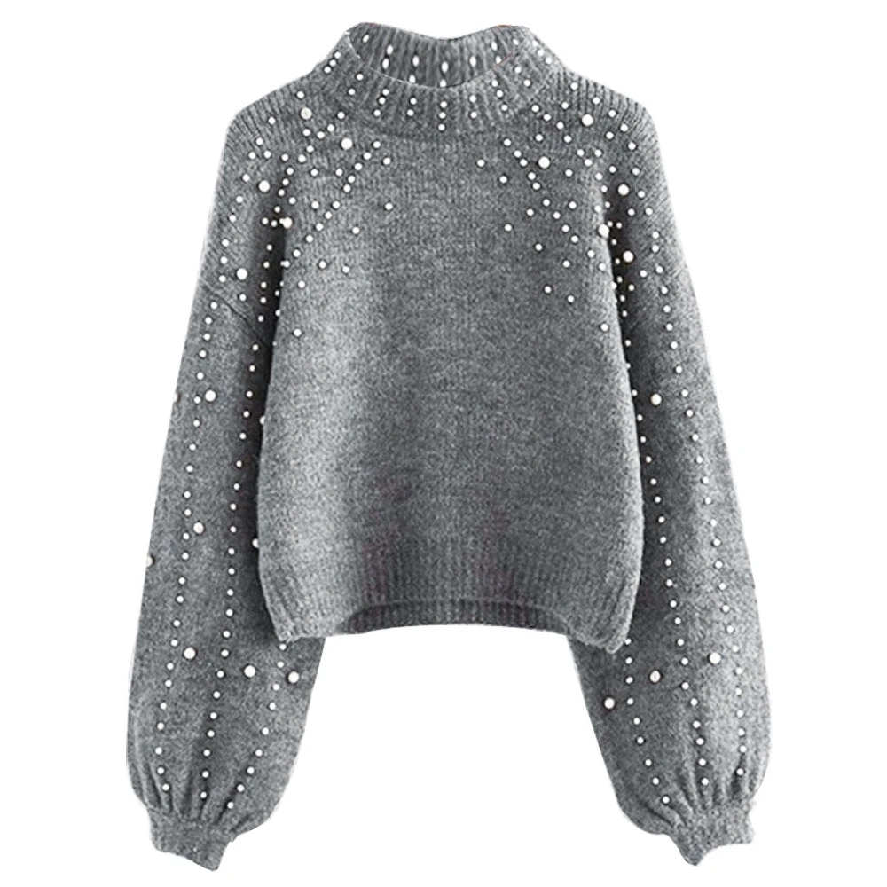 Женский свитер с рукавами-фонариками Cysincos повседневный Свободный Тонкий вязаный