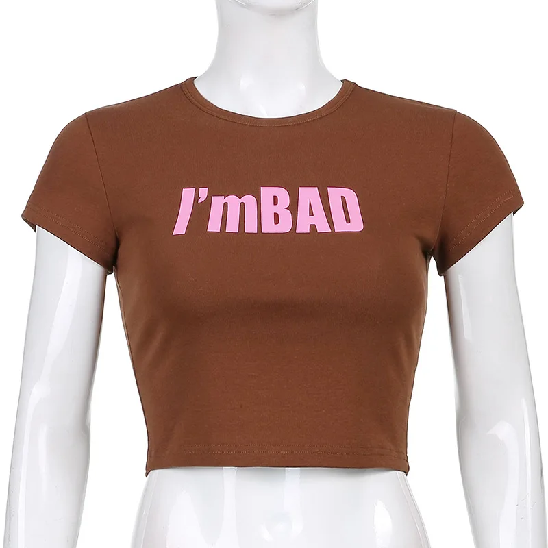 

Short Style Fashion T-Shirt 2021 Sexy Fashion Short Sleeve O Neck Pink Letter High Street Women T-Shirt