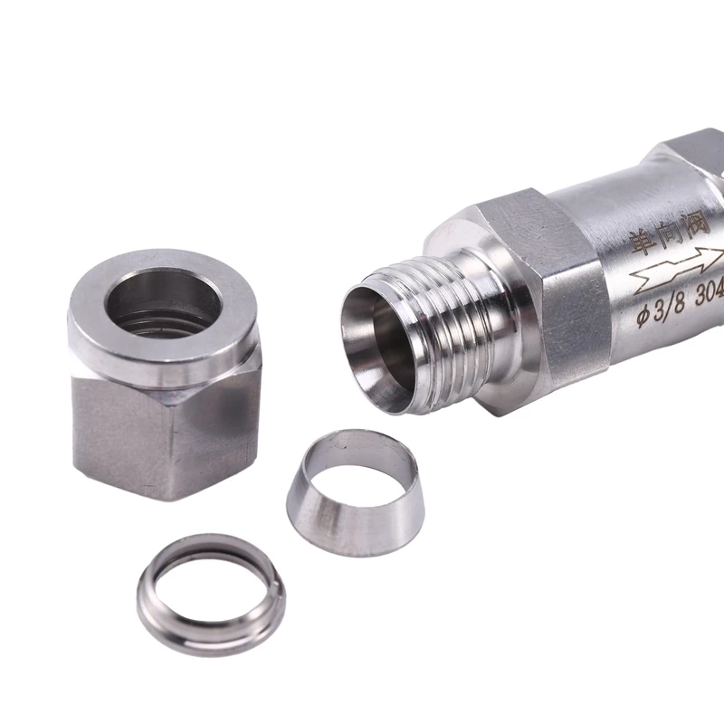 

3/8inch 304 Stainless Steel One Way Check Valve Non-Return in Line Valve 6mm Valve Card Sleeve Check Valve