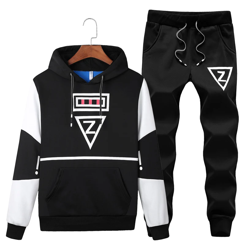 Мужской спортивный костюм с капюшоном Классический ветрозащитный Теплый для