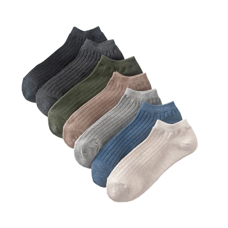 New autumn and winter socks men's solid color socks casual shallow mouth boat socks pure cotton comfortable breathable socks