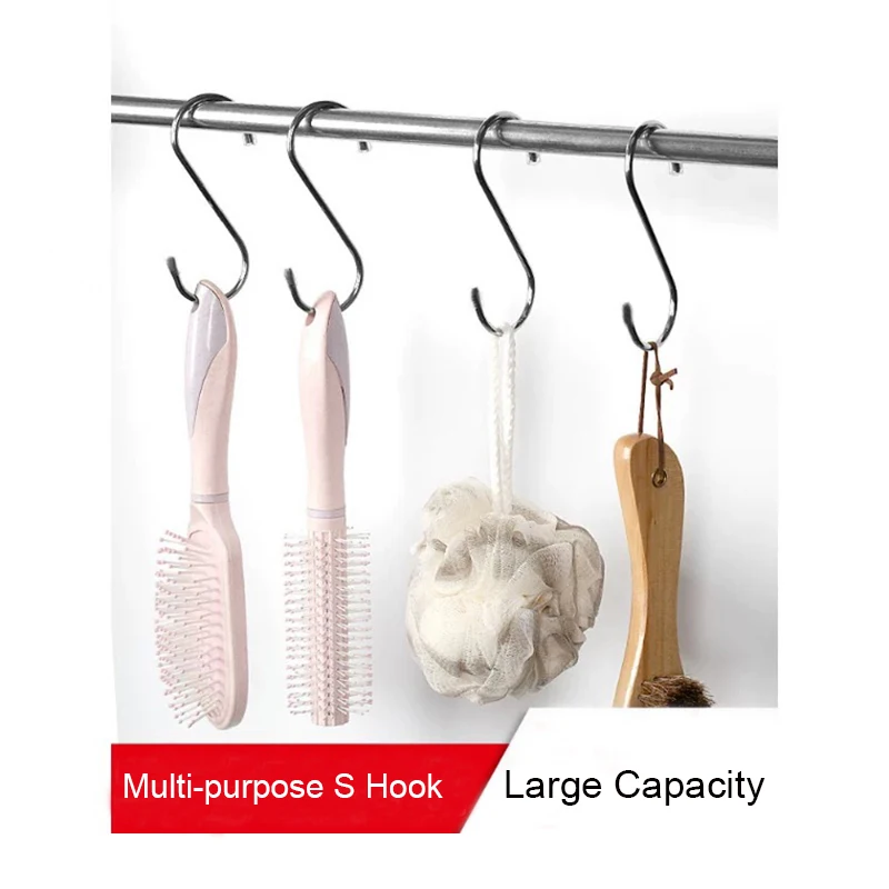 

10Pcs S-Shape Hook Kitchen Railing S Hanger Hook Clasp Holder Stainless Steel Hooks For Hanging Clothes Handbag Hook