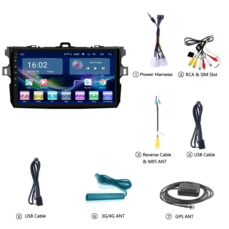 4G LTE 2G RAM 9 дюймов Android 10 автомобильный DVD GPS навигатор для Toyota Corolla 2007 2013 стерео