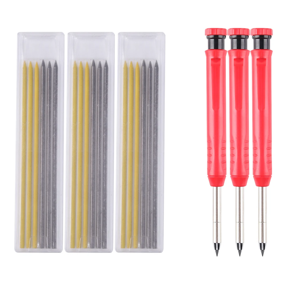 

3pcs Built-in Sharpener Woodworking Carpenter Pencil with 18 Refill Carpenter Lead Pen Construction Line Drawing Marking Tool