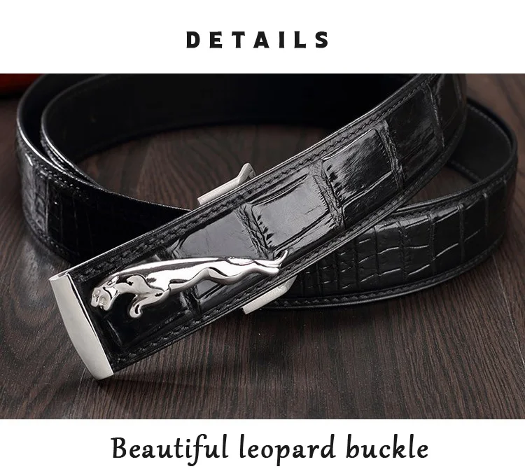 McParko Crocodile Mens Belts Luxury Genuine Leather Belt Men Original Brand Design Animal Buckle Leopard Jeans Waist Belts Brown