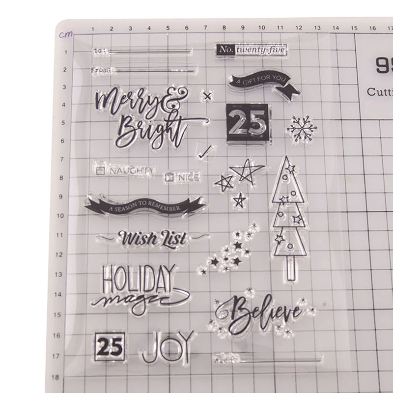 Силиконовый штамп с надписью &quotMerry Christmas&quot прозрачный резиновый в виде оленя для