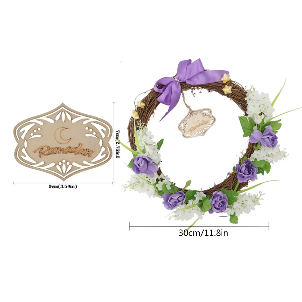 

Ramadan Rattan Wreath Eid Mubarak Artificial Hyacinth Garland Muslim Islam Flower Pendant Home Hanging Decoration Wall Ornament
