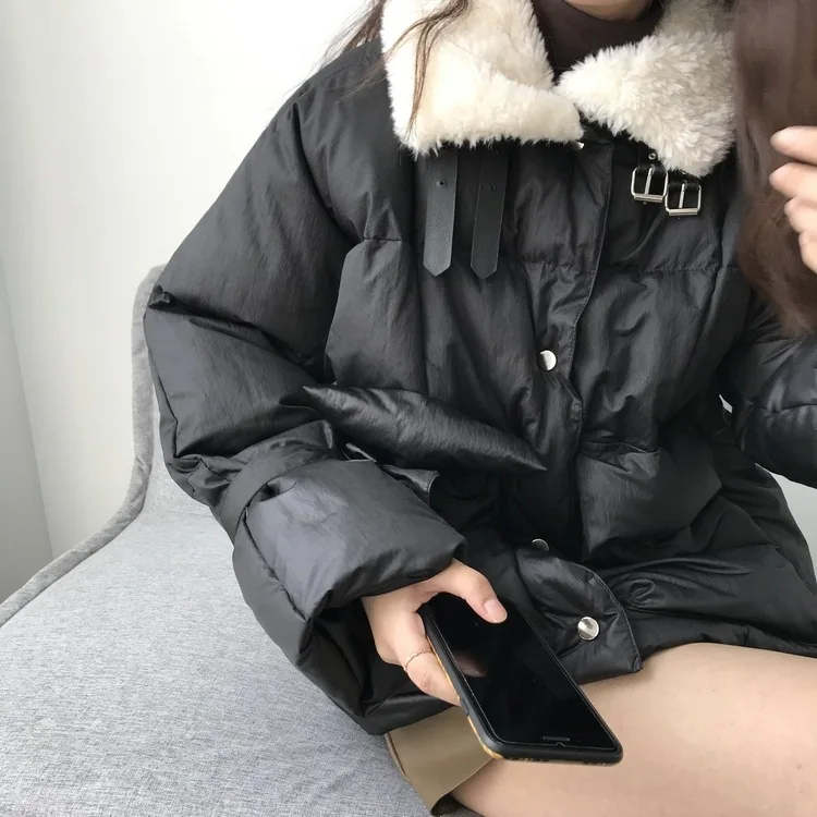 Winter New Thickened Solid Color Short ins Loose Bread Suit cotton-padded jacket Female