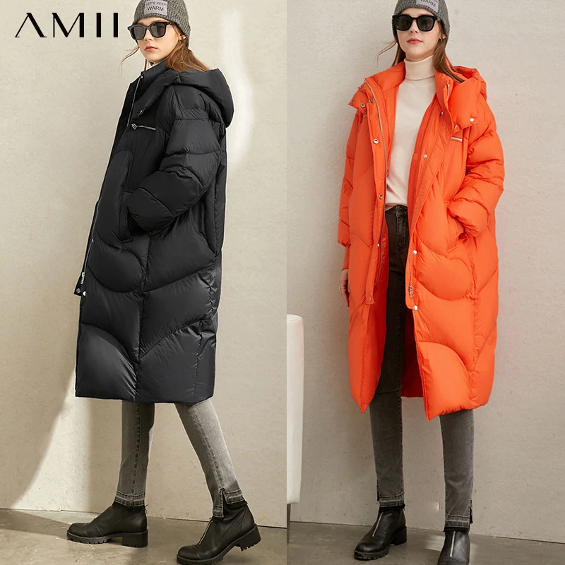 Amii модное 90% толстое пальто на белом утином пуху зимняя женская | Женские пуховики -4000369248545
