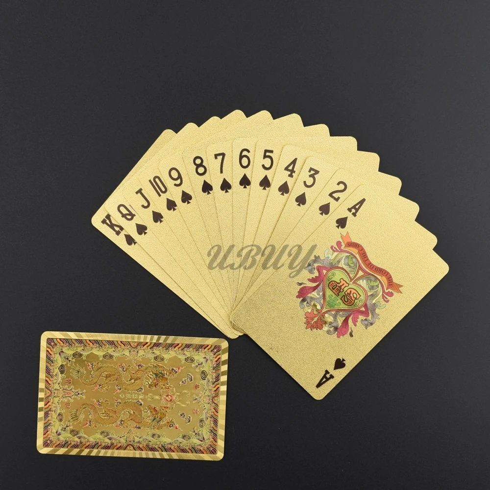 Китайский талисман цветной печати дракон феникс дизайн Золотая игральная карта