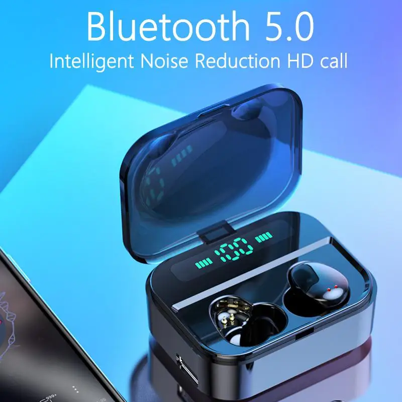 TWS Bluetooth 5.0 Wireless Earphones Waterproof Mini Earbuds Headphones Fingerprint Touch Headset | Электроника